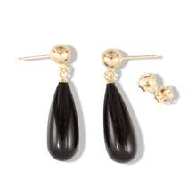 Load image into Gallery viewer, 14K Yellow Gold Black Onyx Teardrop Earrings