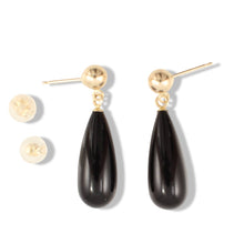 Load image into Gallery viewer, 14K Yellow Gold Black Onyx Teardrop Earrings