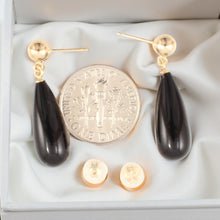 Load image into Gallery viewer, 14K Yellow Gold Black Onyx Teardrop Earrings