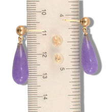 Load image into Gallery viewer, 14K Yellow Gold Teardrop Lavender Jade Earrings