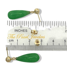 Load image into Gallery viewer, 14K Yellow Gold Green Jade Teardrop Earrings