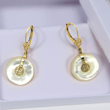 Load image into Gallery viewer, 14K Yellow Gold Blessing White Mother of Pearl Earrings