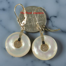 Load image into Gallery viewer, 14K Yellow Gold Blessing White Mother of Pearl Earrings