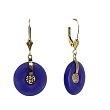 Load image into Gallery viewer, 14k Yellow Gold Blessing Lavender Jade Blessing Earrings