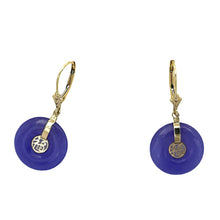 Load image into Gallery viewer, 14k Yellow Gold Blessing Lavender Jade Blessing Earrings