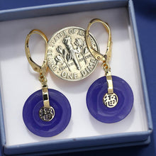 Load image into Gallery viewer, 14k Yellow Gold Blessing Lavender Jade Blessing Earrings