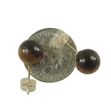 Load image into Gallery viewer, 14K Yellow Gold Brown Tiger Eye Stud Earrings