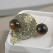 Load image into Gallery viewer, 14K Yellow Gold Brown Tiger Eye Stud Earrings