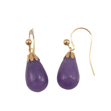 Load image into Gallery viewer, 14K Yellow Gold Lavender Jade Dangling Earrings