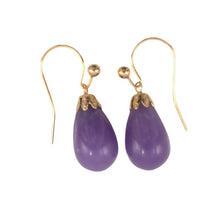 Load image into Gallery viewer, 14K Yellow Gold Lavender Jade Dangling Earrings