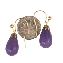 Load image into Gallery viewer, 14K Yellow Gold Lavender Jade Dangling Earrings