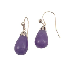 Load image into Gallery viewer, 14K White Gold Lavender Jade Dangling Earrings