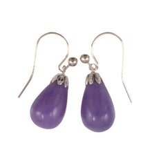 Load image into Gallery viewer, 14K White Gold Lavender Jade Dangling Earrings