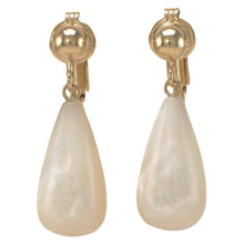 Load image into Gallery viewer, Gold-Filled Raindrop White Mother of Pearl Clip Earrings