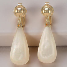 Load image into Gallery viewer, Gold-Filled Raindrop White Mother of Pearl Clip Earrings