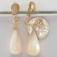 Load image into Gallery viewer, Gold-Filled Raindrop White Mother of Pearl Clip Earrings
