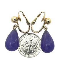 Load image into Gallery viewer, Gold-Filled Lavender Jade Raindrop Clip Earrings