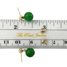 Load image into Gallery viewer, 14K Yellow Gold Green Jade Post Dangle Earrings
