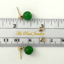 Load image into Gallery viewer, 1103163 14KT SOLID YELLOW GOLD GREEN JADE POST DANGLE EARRINGS