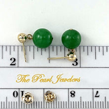 Load image into Gallery viewer, 1103163 14KT SOLID YELLOW GOLD GREEN JADE POST DANGLE EARRINGS
