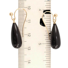 Load image into Gallery viewer, 14K Yellow Gold Black Onyx Dangling Hook Earrings