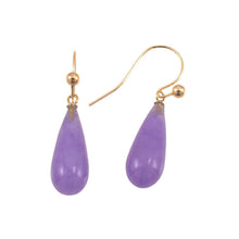 Load image into Gallery viewer, 14K Yellow Gold Lavender Jade Hook Earrings