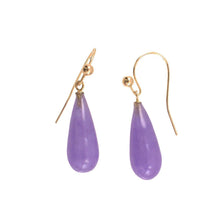 Load image into Gallery viewer, 14K Yellow Gold Lavender Jade Hook Earrings