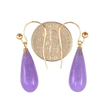 Load image into Gallery viewer, 14K Yellow Gold Lavender Jade Hook Earrings