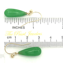 Load image into Gallery viewer, 14K Yellow Gold Green Jade Hook Earrings