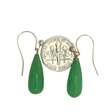 Load image into Gallery viewer, 14K Yellow Gold Green Jade Hook Earrings