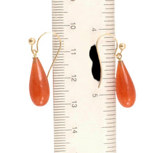 Load image into Gallery viewer, 14K Yellow Gold Red Jade Hook Earrings