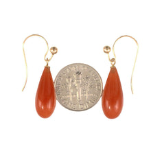 Load image into Gallery viewer, 14K Yellow Gold Red Jade Hook Earrings