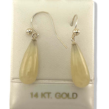 Load image into Gallery viewer, 14K Yellow Gold Yellow Jade Hook Earrings