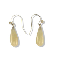 Load image into Gallery viewer, 14K Yellow Gold Yellow Jade Hook Earrings