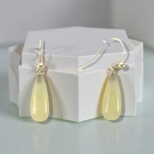 Load image into Gallery viewer, 14K Yellow Gold Yellow Jade Hook Earrings
