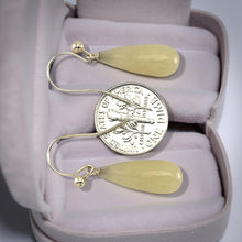 Load image into Gallery viewer, 14K Yellow Gold Yellow Jade Hook Earrings