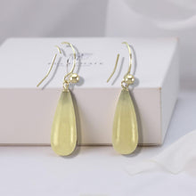 Load image into Gallery viewer, 14K Yellow Gold Yellow Jade Hook Earrings