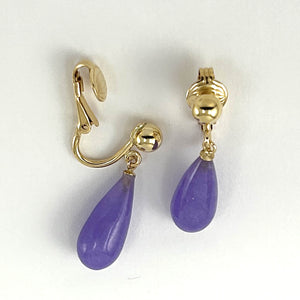 1103332- Non-Pierced-Clip-Earrings-Raindrop-Lavender-Jade