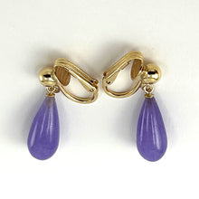 Load image into Gallery viewer, 1103332- Non-Pierced-Clip-Earrings-Raindrop-Lavender-Jade