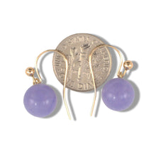 Load image into Gallery viewer, 14K Yellow Gold Round Lavender Jade Hook Earrings