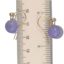 Load image into Gallery viewer, 14K Yellow Gold Round Lavender Jade Hook Earrings