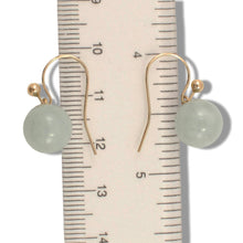 Load image into Gallery viewer, 14K Yellow Gold Round Celadon Green Jade Hook Earrings