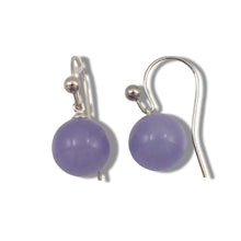 Load image into Gallery viewer, 14K White Gold Round Lavender Jade Hook Earrings