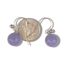 Load image into Gallery viewer, 14K White Gold Round Lavender Jade Hook Earrings