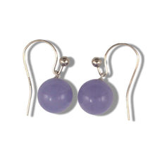 Load image into Gallery viewer, 14K White Gold Round Lavender Jade Hook Earrings