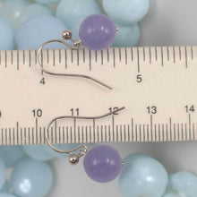 Load image into Gallery viewer, 14K White Gold Round Lavender Jade Hook Earrings
