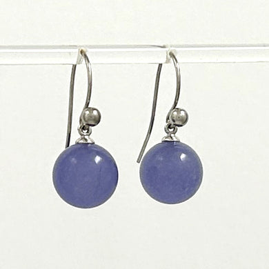 1103637 14KT WHITE GOLD ROUND LAVENDER JADE HOOK EARRINGS