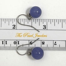 Load image into Gallery viewer, 1103637 14KT WHITE GOLD ROUND LAVENDER JADE HOOK EARRINGS