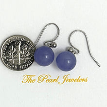 Load image into Gallery viewer, 1103637 14KT WHITE GOLD ROUND LAVENDER JADE HOOK EARRINGS