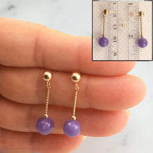 Load image into Gallery viewer, 14K Yellow Gold Twist Tube Lavender Jade Earrings